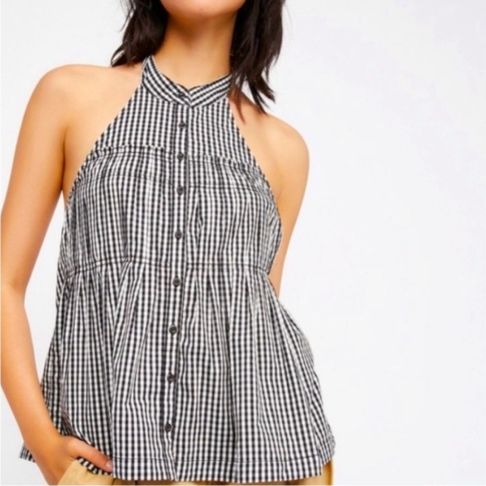 Free People “Take it Easy” Gingham Halter Top - Picture 9 of 9